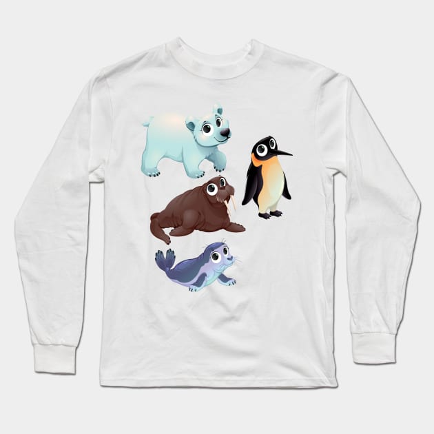 Cute Arctic Animals Long Sleeve T-Shirt by ddraw